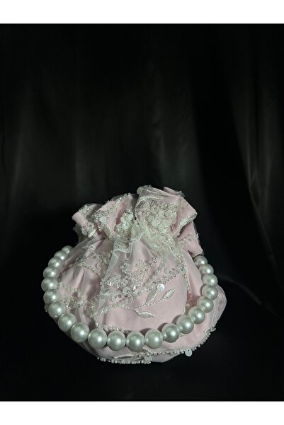 Bridal Luxe Roséline Pink Stone Sequin Lace Bridal Bag