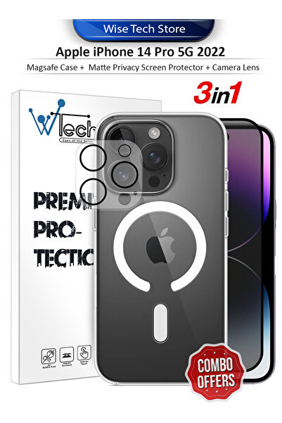 Wtech Apple iPhone 14 Pro 3 in1 Magsafe Case Cover Screen Protector Camera Le...
