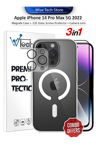 Wtech Apple iPhone 14 Pro Max 3in1 Magsafe Case Cover Screen Protector Camera...