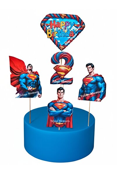telaşe memuru Superman Cake Topper - Superman Birthday Topper - 2 Year Old Su...
