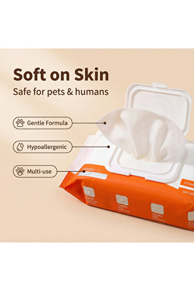 TaoTaoPets 80pcs Pets Wipes,Hypoallergenic , Fragrance-free, safe ingredients, efficient cleaning.