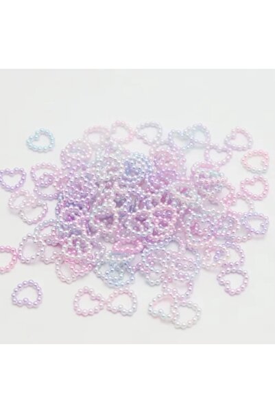 Pink Nails 3D Heart Set Pastel Pink Beads