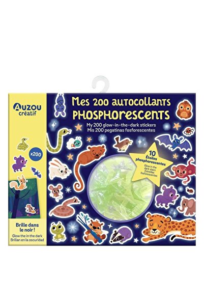 Auzou مجموعة ملصقات فسفورية مكونة من 200 قطعة - ملصق + 10 نجوم