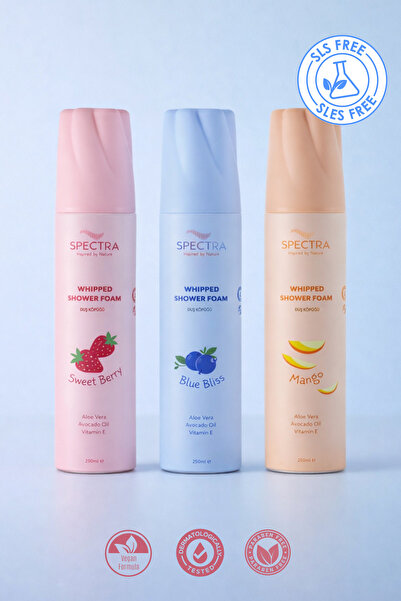 Spectra Care Duş Köpüğü 3'lü Avantajlı Set-Çilek & Yaban Mersini & Mango Koku...