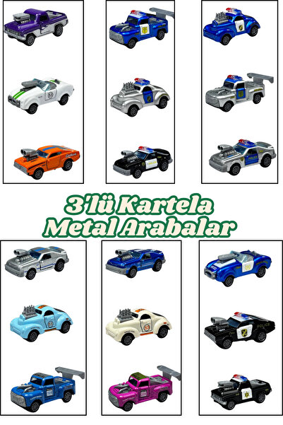 welcomein Oyuncak 3 Parça Çek Bırak Mini Model Metal Clasic Araba 1:64 Ölçek ...