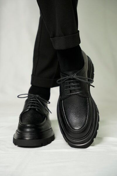 TETRİ İtalyan Model Hakiki Deri El Yapımı Siyah Casual Ayakkabı