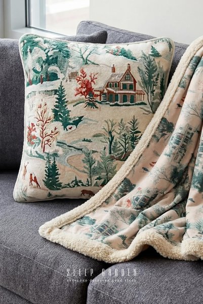 Sleep Garden Pernă decorativă cu două fețe, din pluș, confortabilă, elegantă, cu fermoar, 45x45