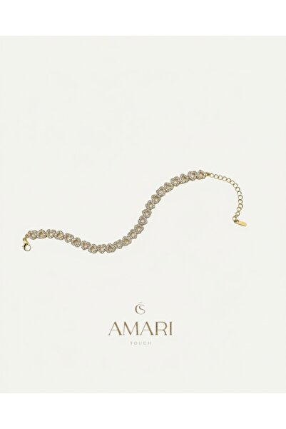 Amari Full Taş Gold Kalp Bileklik