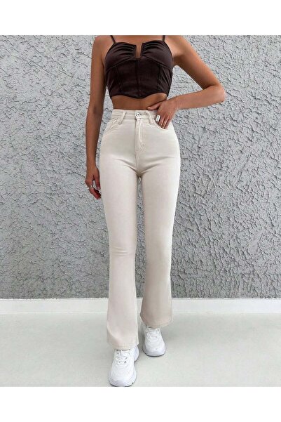 Lighter Jeans Kadın Yüksek Bel Likralı/Esnek İspanyol Paça Pantolon