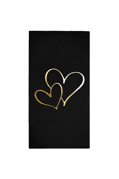 Story 40X40 cm Gold Foil Hearts Patterned 16-Piece 1/8 Fold Black Colored Pap...