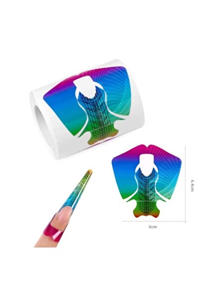 Pink Nails Nail Templates Set 100 Rainbow Cut