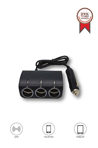 Torima Araç Şarj Cihazı Üçlü Led Soketli 120W Çakmaklık Girişli Şarj Aleti G2...