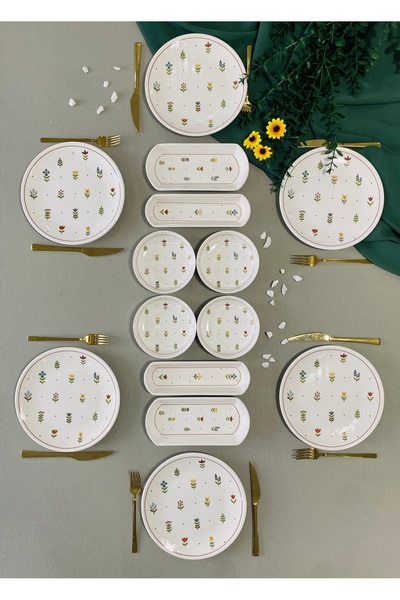 VENÜS HOME DECORATION Pastel Bahçe Model 6 Kişilik 14 Parça Kahvaltı takımı