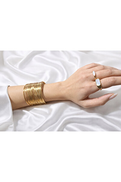 B&B Jewerly Çoklu tel kelepçe gold bileklik özel tasarım