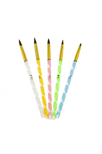 Pink Nails Nail Brushes Set 5 Brushes for Nails Colours