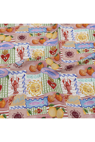 podyum baskı Beach Themed Marine Pattern Digital Printed Upholstery Sofa Fabr...