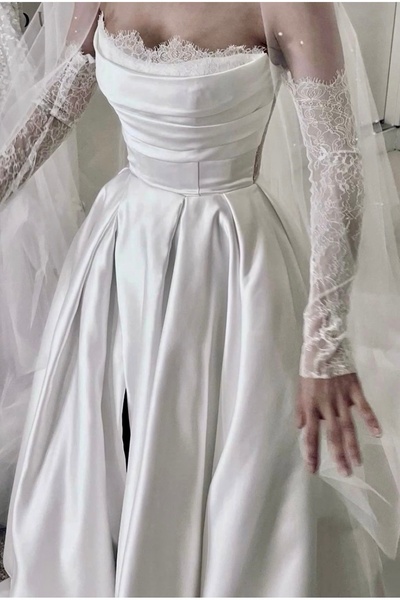 VENÜS MODA by Pınar Lez Lace Wedding Dress Sleeves Fingerless Gloves (S-M Size)