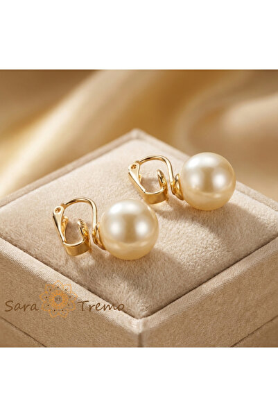 SaraTremo Queen's Pearl Earrings – 18K Gold Plated Clips from Brazil, No Ear ...