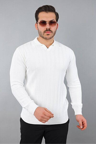 masso Men's Polo Neck Striped Knitwear