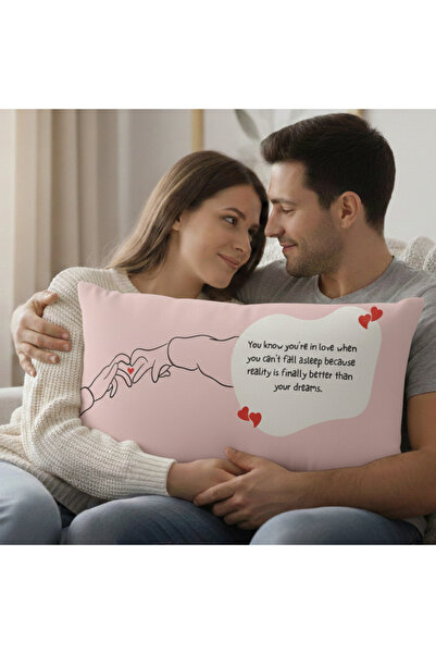 Piloji Aşk Temalı Modern Desenli Sevgililer Günü Hediyesi Yastık 35x50 Sevgil...