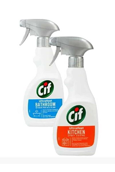 Cif Ultrafast Cleaning Spray Package for Bathroom+Kitchen, 500 ml