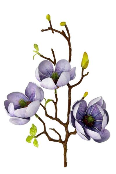 Nettenevime Yapay Çiçek Eva Lila Manolya 3 Çiçekli Uzun Dal 70cm Gerçeksi Doku