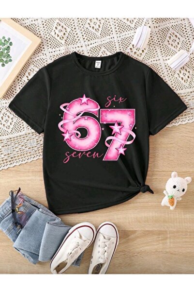 stil x تيشيرت بناتي مطبوع من SIX SEVEN، 67 تصميمًا