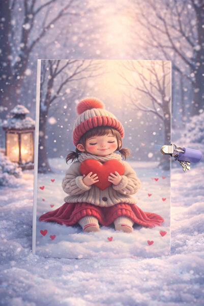 Angelphoto دفتر ملاحظات مع قفل، دفتر تذكاري للأطفال على شكل قلب، دفتر ذكريات،...