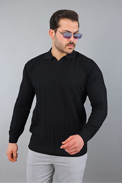 masso Men's Polo Neck Striped Knitwear