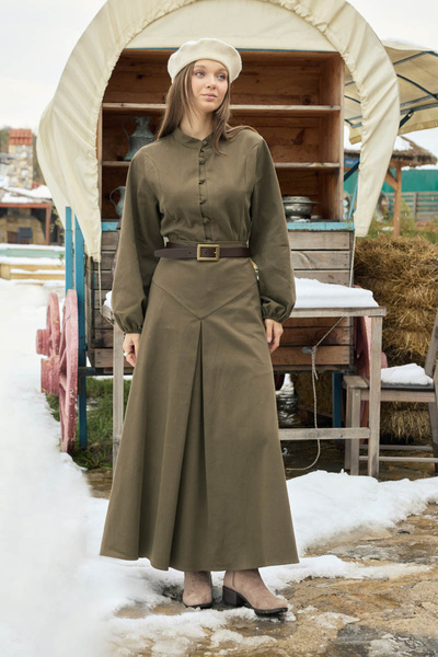 ZÜLAYS A Pileli Gabardin Etek Haki