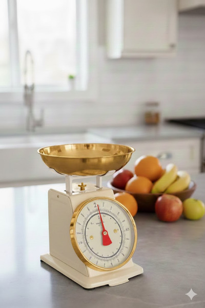 welcomein Vintage Tasarım Analog Mutfak Terazisi 5 kg Kapasiteli Pirinç Kasel...