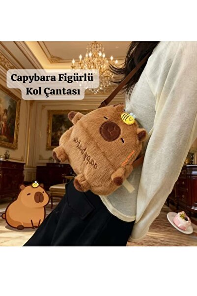 ÇEÇEN HOME Peluş Capybaralı Çanta Kol Çantası Bel Çantası Peluşlu Çocuk Çanta...