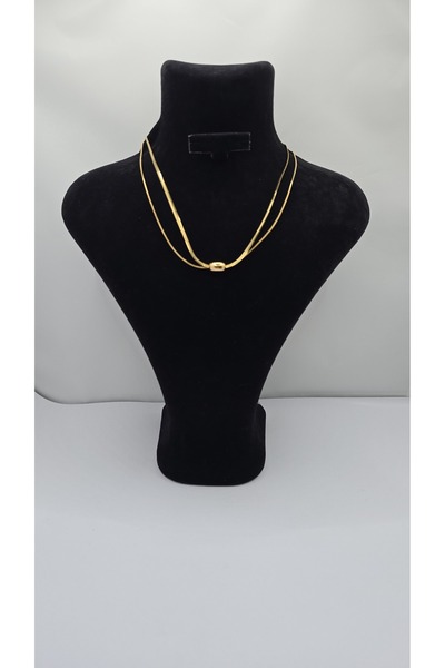 ahsenaksesuar2025 Stainless Steel Gold Color 2-Piece Italian Chain Bean Detai...