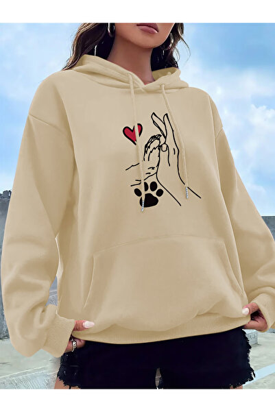 PENTHİLUS سترة رياضية لطيفة على شكل كلب مطبوع ، بغطاء رأس وجيوب على شكل كنغر ...