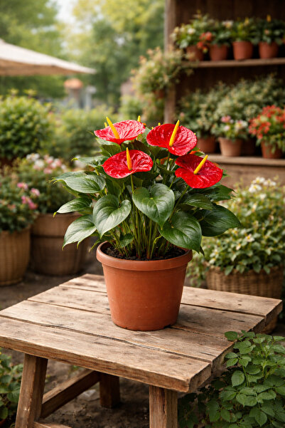 Floravita Antoryum Çiçeği Filamingo Çiçeği Anthurium Premium Ev Bitkisi Ofis ...