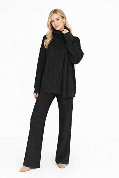 DM DİLAN MODA Women's Hair Black Color Hair Braided Knitting Suit