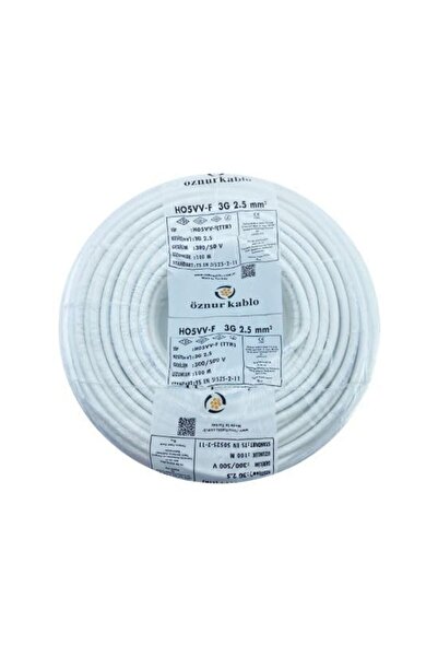 öznur kablo ÖZNUR 5MT 3X2,5MM TTR BAKIR ELEKTRİK KABLOSU BEYAZ