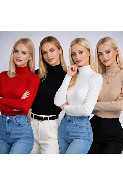 laçin life Turtleneck Sweater 4-Pack Transitional Cotton Turtleneck Slimfit