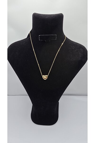 ahsenaksesuar2025 Stainless Steel Gold Color Thin Chain Heart Model Necklace