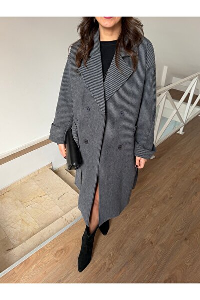 2she Toky Beli Belted Pinstripe Coat