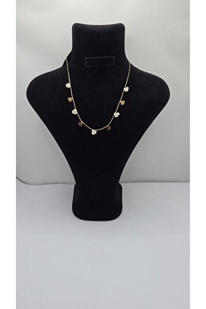 ahsenaksesuar2025 Paslanmaz Çelik Gold Renk Yonca Charmlı Kolye