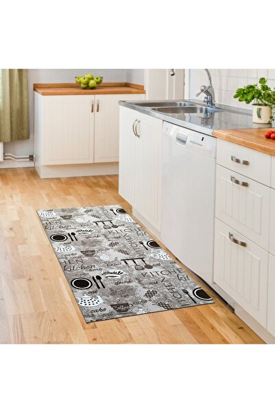 OEM Anti-Slip Kitchen Rug, Beige with Brown, Polyester, 60 x 120 cm