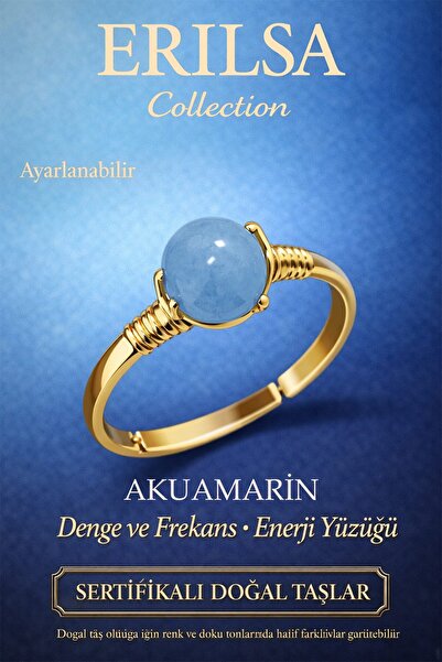 Erilsa Certified Balance Frequency Energy Ring – Aquamarine Stone Setting Gol...