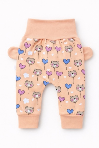 Pure Boutique Pantaloni bebe roz banan cu ursuleti si inimioare - Mother & Cojok