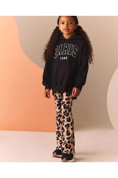 Lolliboomkids Paris! Black Sweat Leopard Print Top and Bottom Set - Patterned...