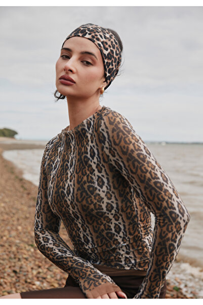 House of Sunny Leopar Desenli Uzun Kollu Üst