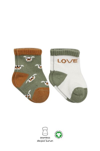 NW NessiWorld 2'Li Love Dog Combed Cotton Socks 10118 Nile