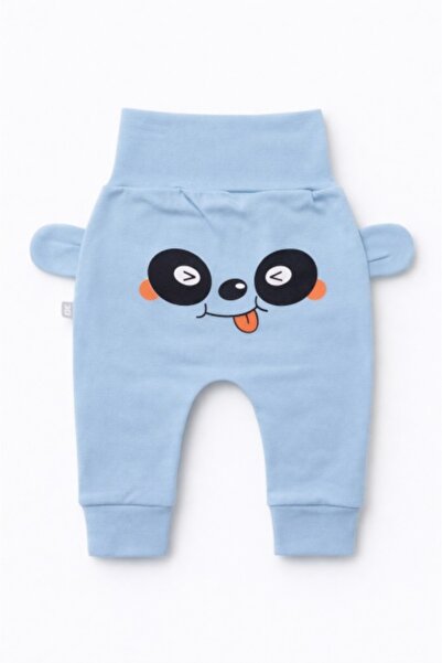 Pure Boutique Pantaloni bleu bebe cu imprimeu vesel si urechi aplicate – mode...