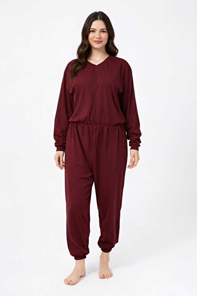Hasta Bakım Tulumu Fermuarlı Bordo Unisex Medium