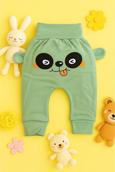 Pure Boutique Pantaloni vernil bebe cu imprimeu vesel si urechi aplicate – mo...